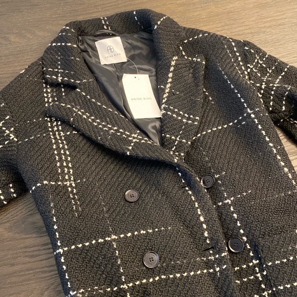 Anine Bing Norma winter coat in black plaid - Picture 1 of 7